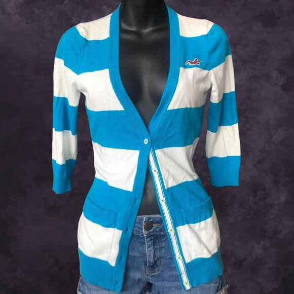 Vtg Hollister Striped Cardigan - Picture 1 of 3